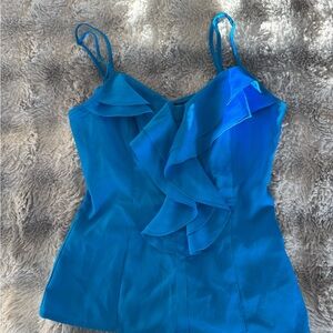 Miley Cyrus & Max Azria Vibrant Blue Ruffle Camisole